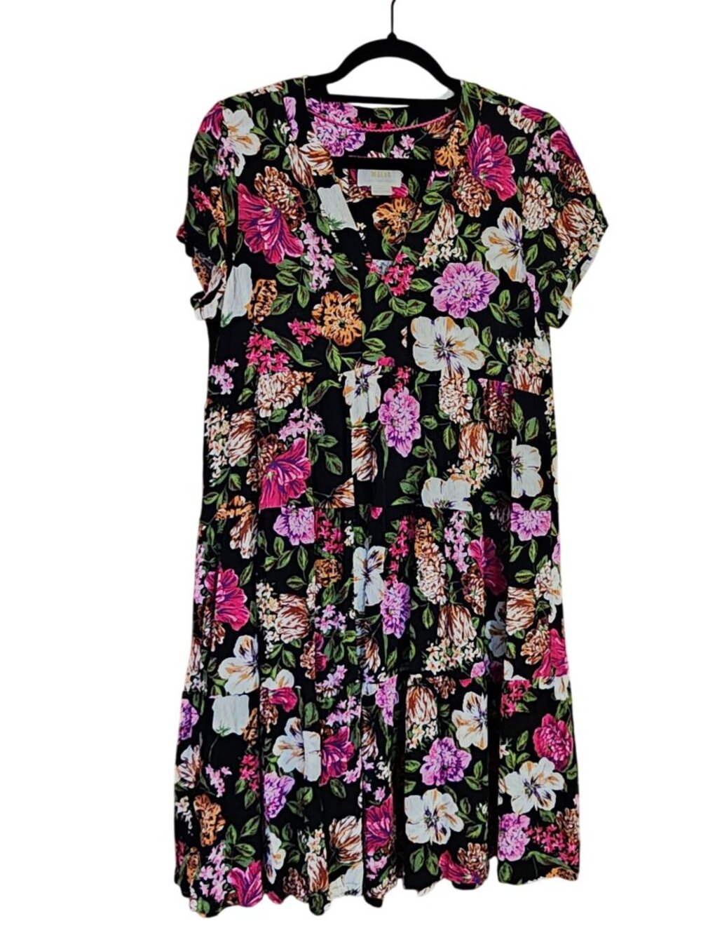 Maeve Anthropologie Harper Tiered Black Dress Womens size Small